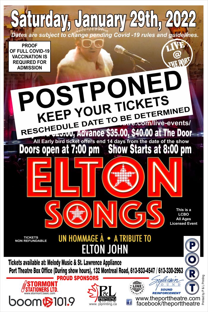 Elton Songs poster-2022 POSTPONED